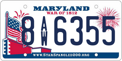 MD license plate 8AW6355