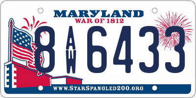 MD license plate 8AW6433