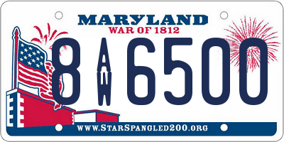 MD license plate 8AW6500