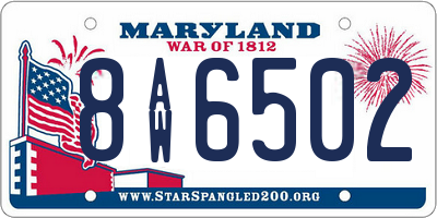 MD license plate 8AW6502
