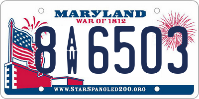 MD license plate 8AW6503