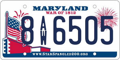 MD license plate 8AW6505