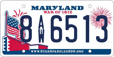 MD license plate 8AW6513