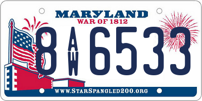 MD license plate 8AW6533