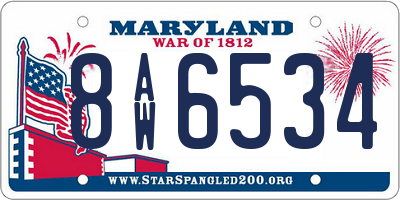 MD license plate 8AW6534