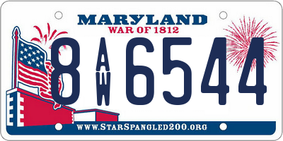 MD license plate 8AW6544