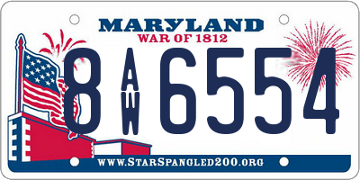 MD license plate 8AW6554