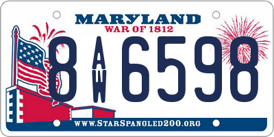 MD license plate 8AW6598