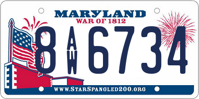 MD license plate 8AW6734