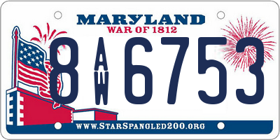 MD license plate 8AW6753