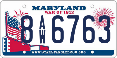 MD license plate 8AW6763