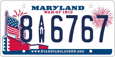 MD license plate 8AW6767