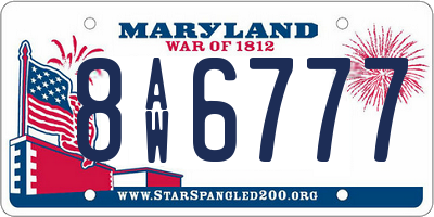 MD license plate 8AW6777