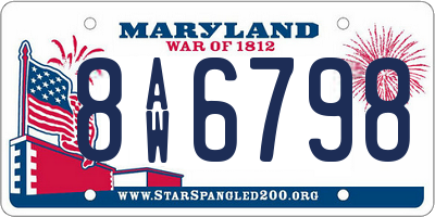 MD license plate 8AW6798