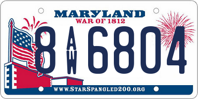 MD license plate 8AW6804
