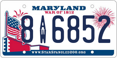 MD license plate 8AW6852