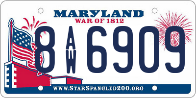 MD license plate 8AW6909