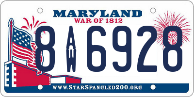 MD license plate 8AW6928