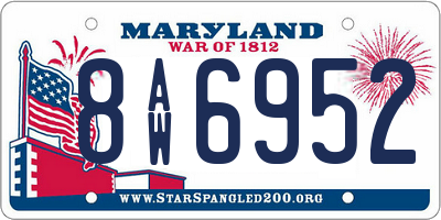 MD license plate 8AW6952