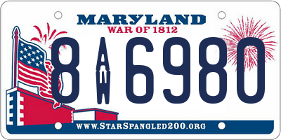 MD license plate 8AW6980