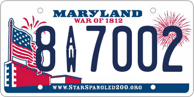 MD license plate 8AW7002