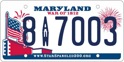 MD license plate 8AW7003