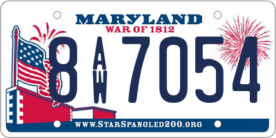MD license plate 8AW7054