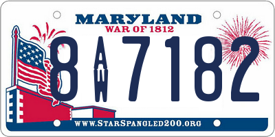 MD license plate 8AW7182