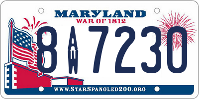 MD license plate 8AW7230
