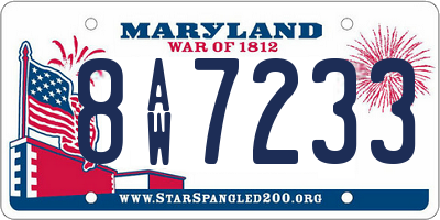 MD license plate 8AW7233