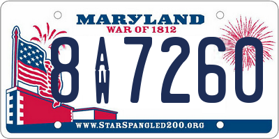 MD license plate 8AW7260