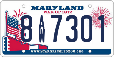 MD license plate 8AW7301