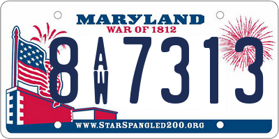 MD license plate 8AW7313