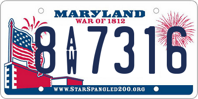 MD license plate 8AW7316