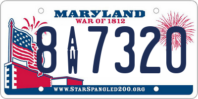 MD license plate 8AW7320