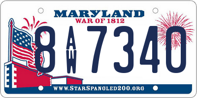 MD license plate 8AW7340
