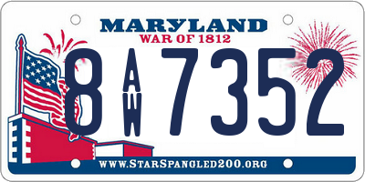 MD license plate 8AW7352