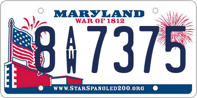 MD license plate 8AW7375