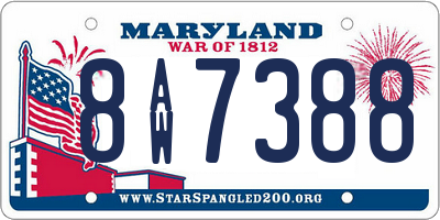 MD license plate 8AW7388