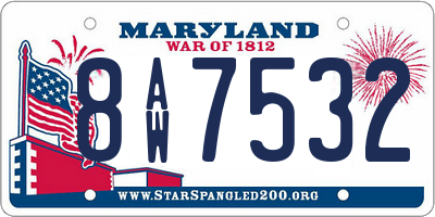 MD license plate 8AW7532
