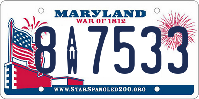 MD license plate 8AW7533