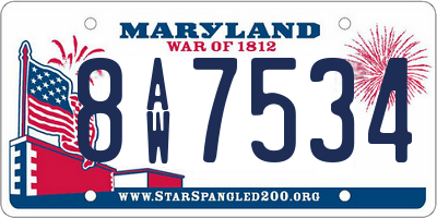 MD license plate 8AW7534