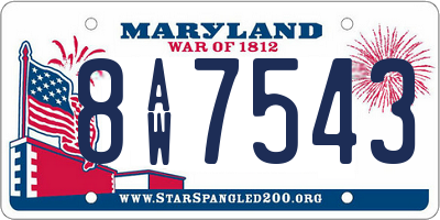 MD license plate 8AW7543