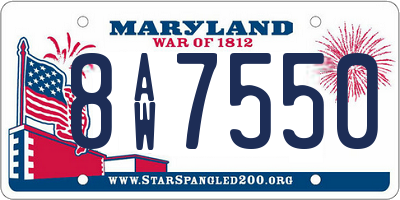 MD license plate 8AW7550