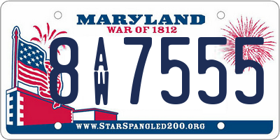 MD license plate 8AW7555