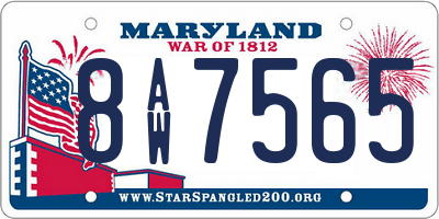 MD license plate 8AW7565