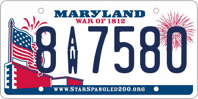 MD license plate 8AW7580