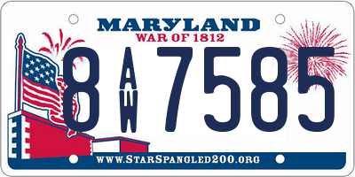 MD license plate 8AW7585
