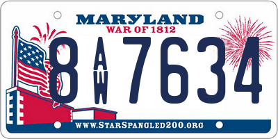 MD license plate 8AW7634