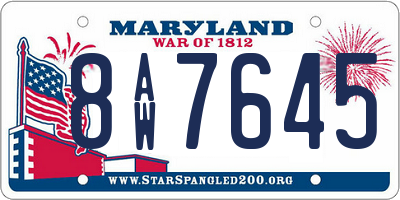 MD license plate 8AW7645